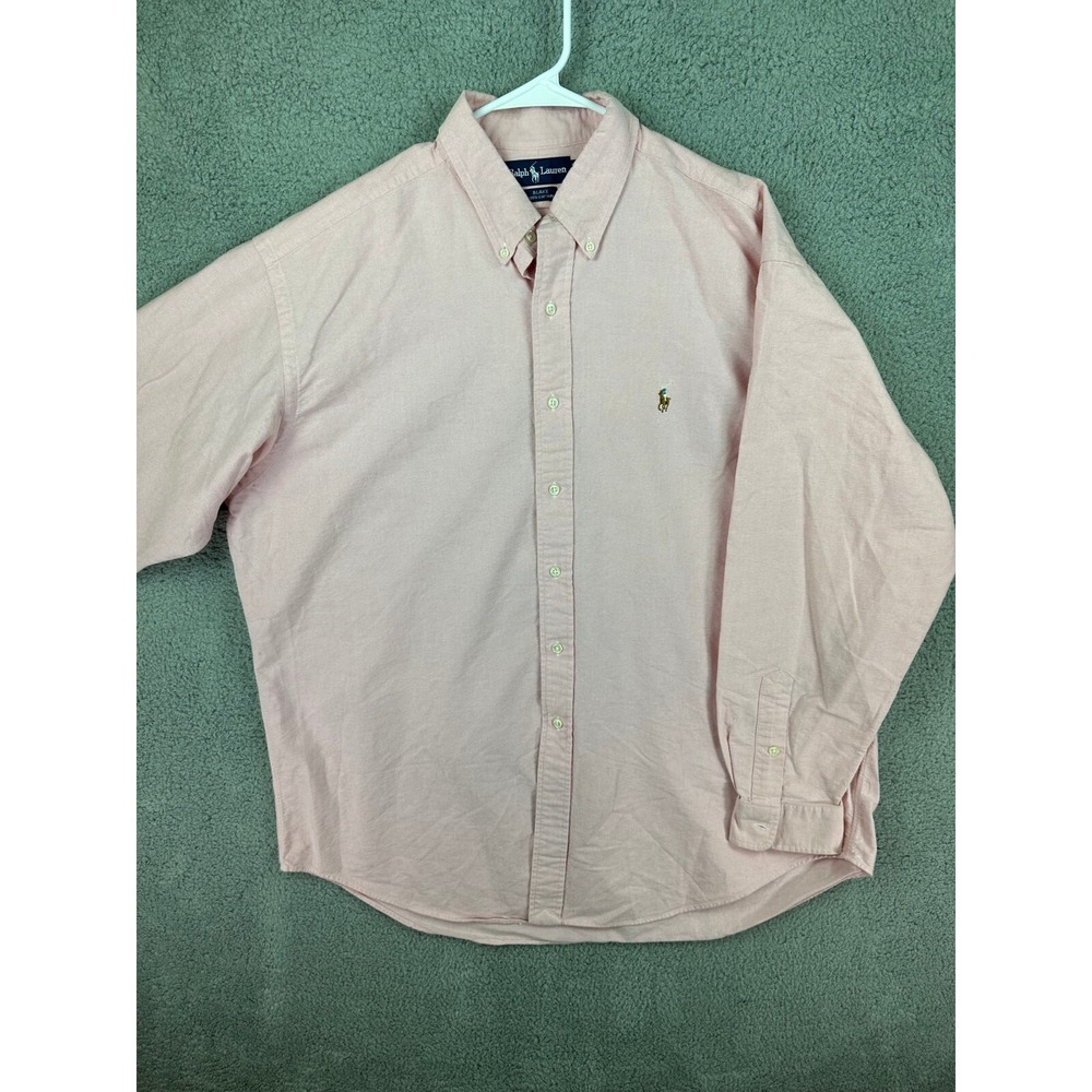 Ralph Lauren Shirt Mens XL Pink Oxford Blake Button Down Flex Pony Preppy Mens - Picture 1 of 8